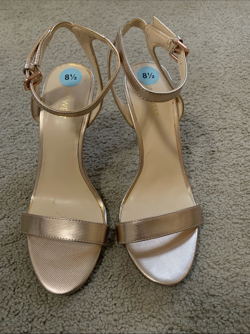 Nine West Rose Gold Ankle Strap Heeled Sandals